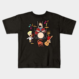 funny music band  and cat Kids T-Shirt